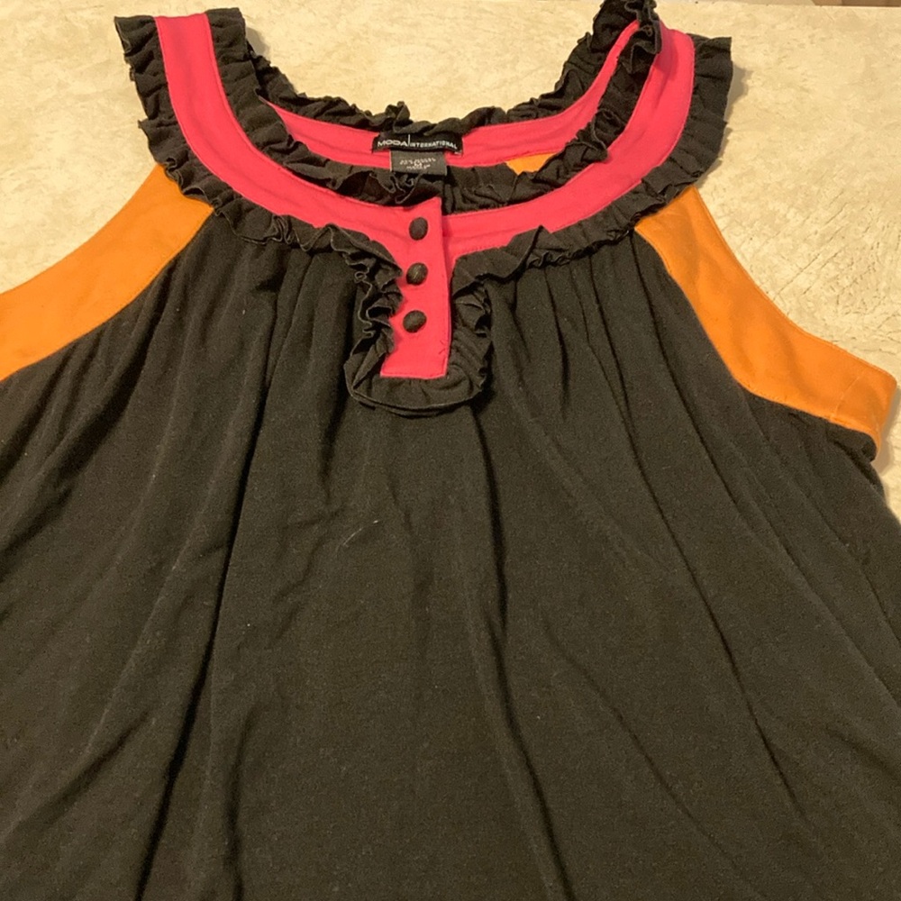 Vintage Moda International black and neon tank